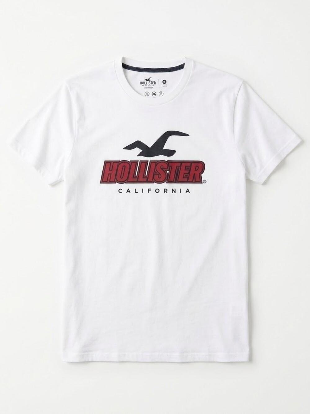 Hollister California Men's White Short Sleeve Logo Graphic T-Shirt